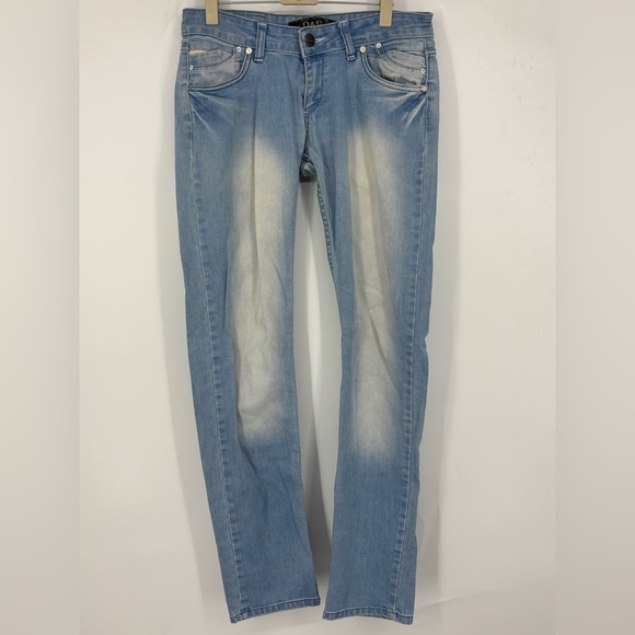Vintage Low Rise Dolce&Gabbana Y2K Light Blue Acid Faded Skinny Jeans 28 - Picture 1 of 3